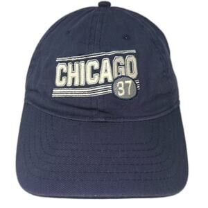 Perrin Baseball Cap Blue White OS Hat Chicago 37 Embroidered Strapback